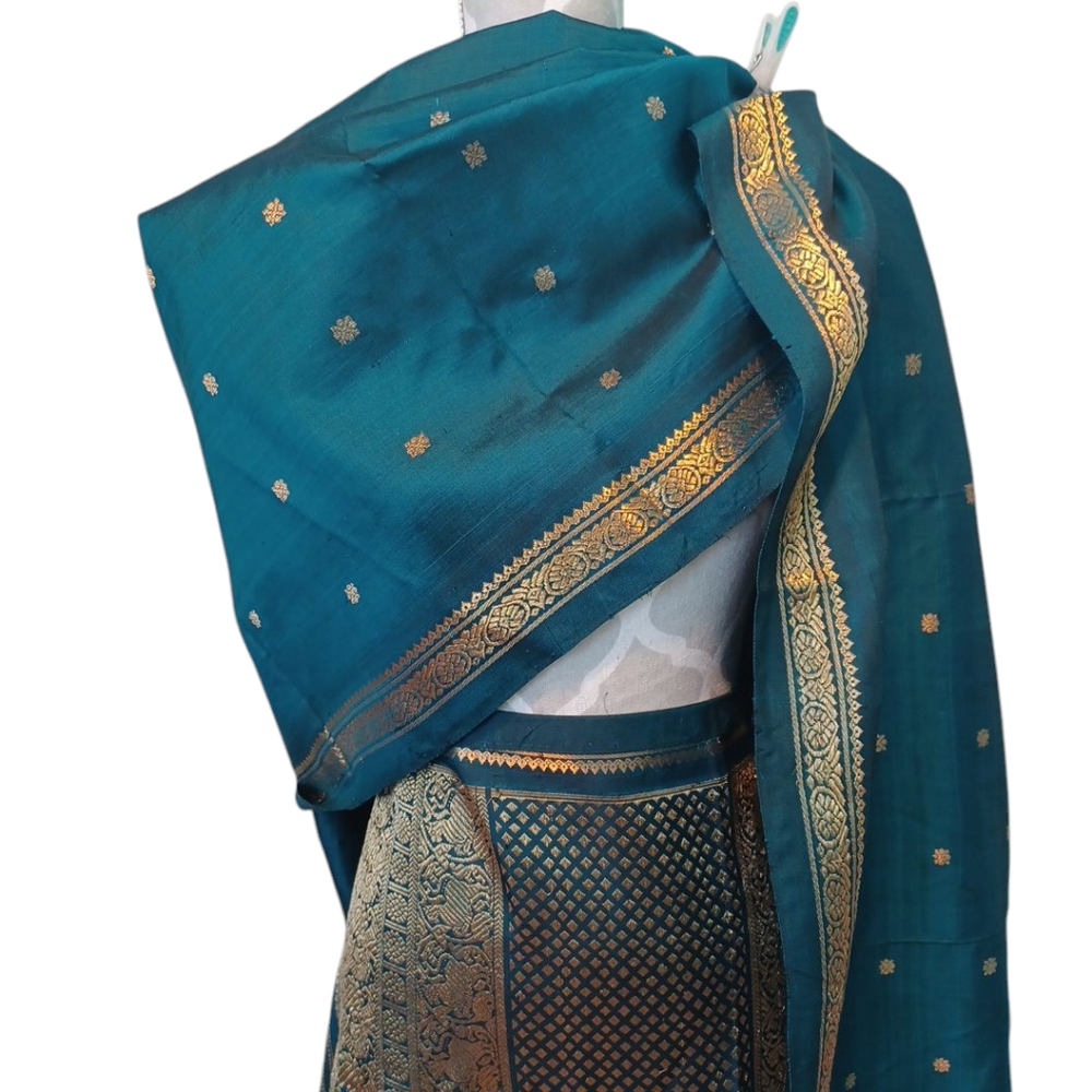 Saree - Emerald Green and Gold Embroidery 6430
